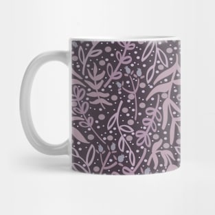 Botanicals and Dots - Hand Drawn Design -Purple, Mauve, Slate Grey Mug